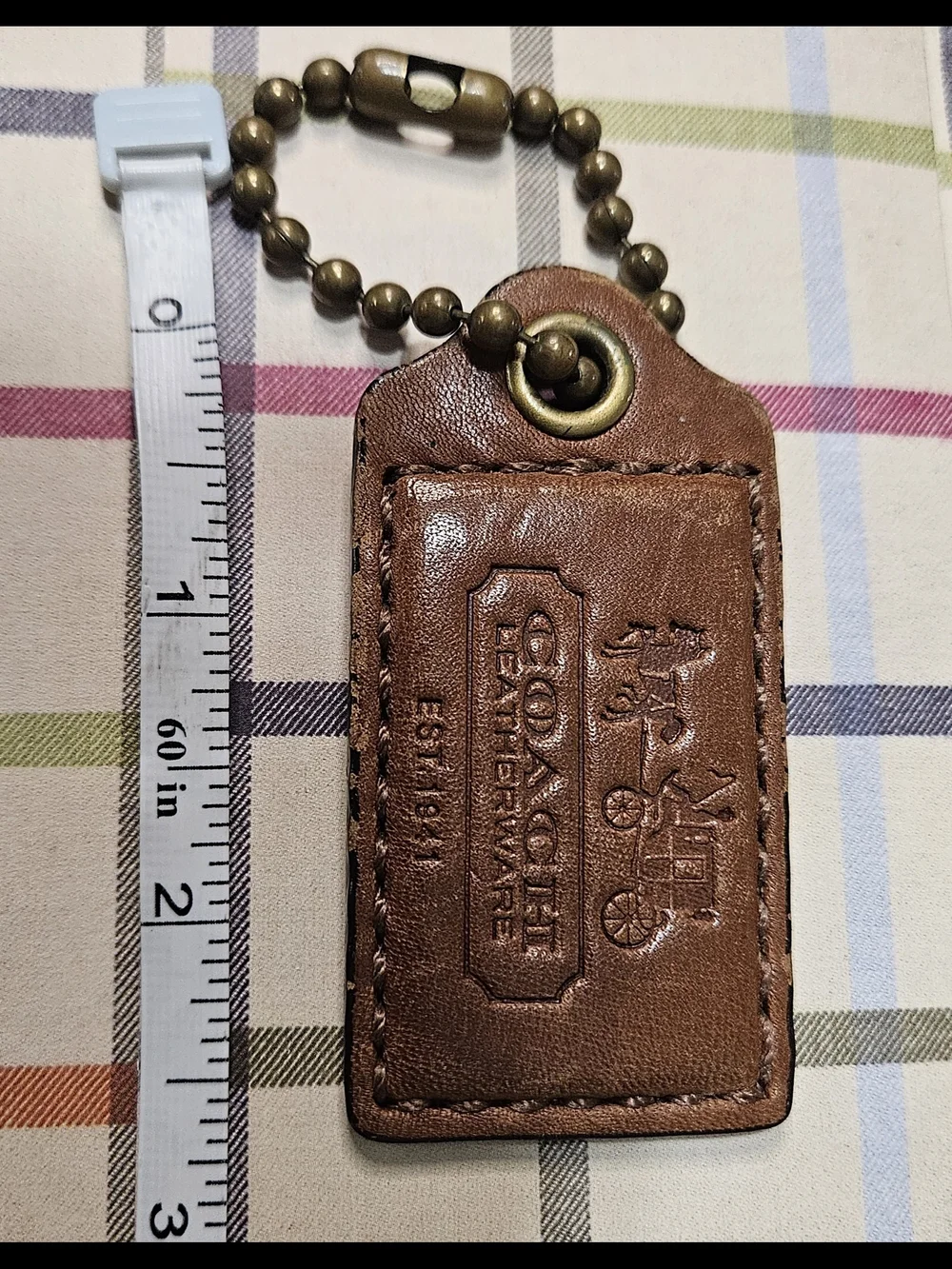 Coach BLEECKER LEATHERWARE Hangtag w/Large Brass Ballchain Cognac/Whiskey